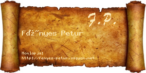 Fényes Petur névjegykártya